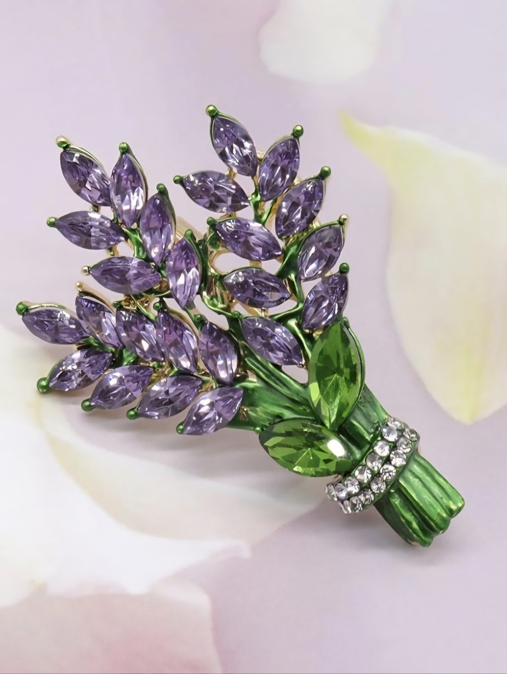 Romantic, Elegant Lavender Bouquet Lapel Pin 1.22" - Picture 2 of 5